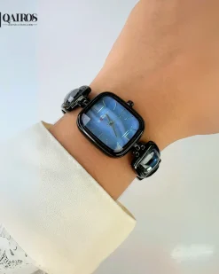 QAIROS BRACELET WATCH {BLACK WITH BLUE DIAL}